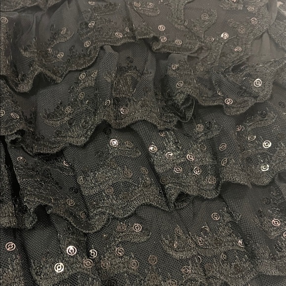 Black Ruffled Sequin Top - Picture 4 of 5